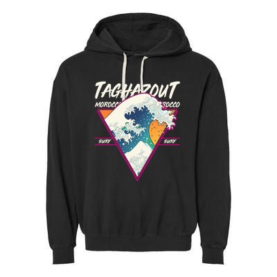 Retro Taghazout Morocco Surf Great Wave Garment-Dyed Fleece Hoodie