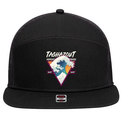 Retro Taghazout Morocco Surf Great Wave 7 Panel Mesh Trucker Snapback Hat