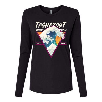 Retro Taghazout Morocco Surf Great Wave Womens Cotton Relaxed Long Sleeve T-Shirt