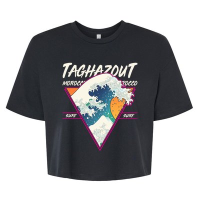 Retro Taghazout Morocco Surf Great Wave Bella+Canvas Jersey Crop Tee