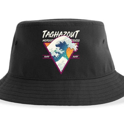 Retro Taghazout Morocco Surf Great Wave Sustainable Bucket Hat