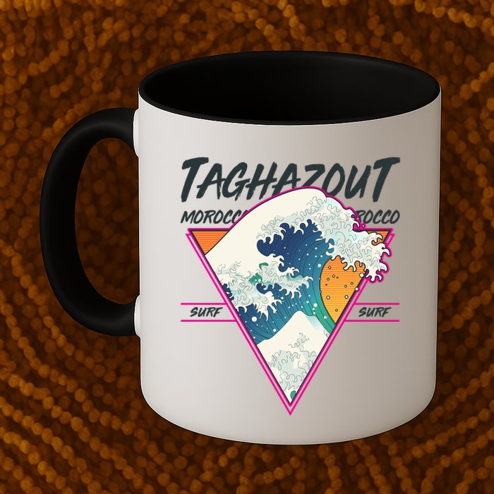 Retro Taghazout Morocco Surf Great Wave Mug
