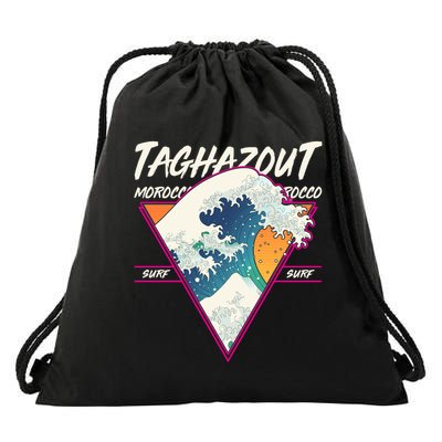 Retro Taghazout Morocco Surf Great Wave Drawstring Bag