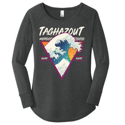 Retro Taghazout Morocco Surf Great Wave Women's Perfect Tri Tunic Long Sleeve Shirt