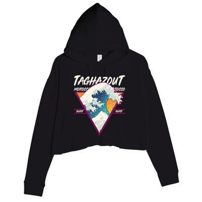 Retro Taghazout Morocco Surf Great Wave Crop Fleece Hoodie