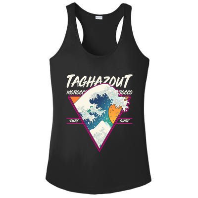 Retro Taghazout Morocco Surf Great Wave Ladies PosiCharge Competitor Racerback Tank