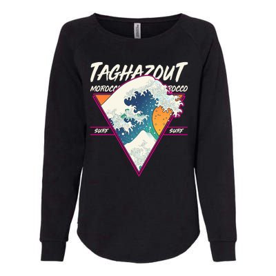 Retro Taghazout Morocco Surf Great Wave Womens California Wash Sweatshirt