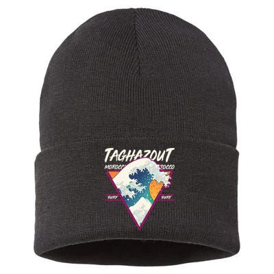 Retro Taghazout Morocco Surf Great Wave Sustainable Knit Beanie