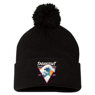 Retro Taghazout Morocco Surf Great Wave Pom Pom 12in Knit Beanie