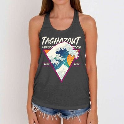 Retro Taghazout Morocco Surf Great Wave Women's Knotted Racerback Tank