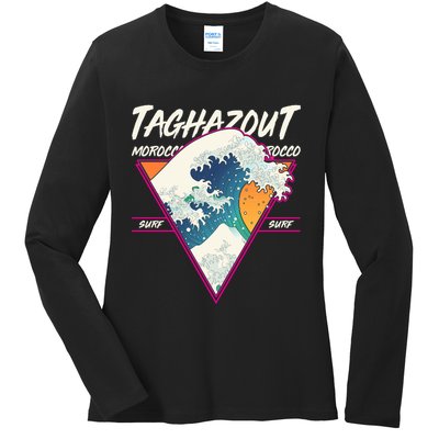 Retro Taghazout Morocco Surf Great Wave Ladies Long Sleeve Shirt