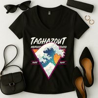 Retro Taghazout Morocco Surf Great Wave Women's V-Neck T-Shirt