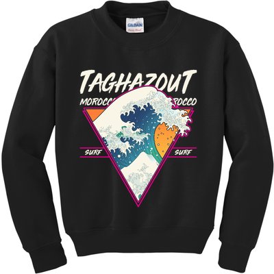 Retro Taghazout Morocco Surf Great Wave Kids Sweatshirt