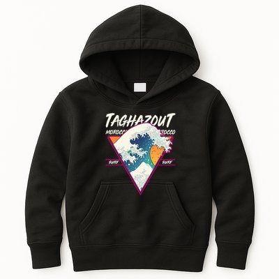 Retro Taghazout Morocco Surf Great Wave Kids Hoodie
