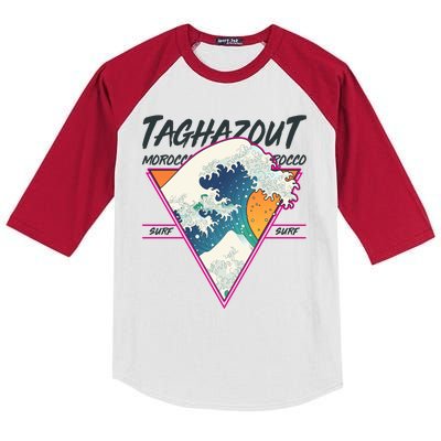 Retro Taghazout Morocco Surf Great Wave Kids Colorblock Raglan Jersey