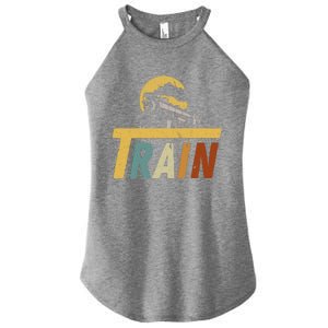 Retro Train Meaningful Gift Train Lovers Railroad Locomotive Engine Women's Perfect Tri Rocker Tank