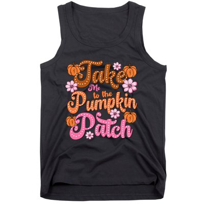 Retro Take Me To The Pumpkin Patch Flowers Fall Thanksgiving Tank Top