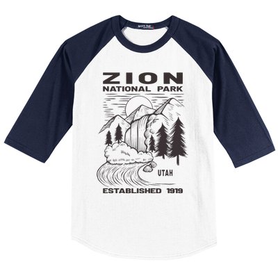 Road Trip Mount Zion National Park Utah Wilderness Waterfall Baseball Sleeve Shirt