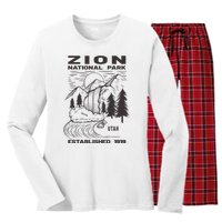 Road Trip Mount Zion National Park Utah Wilderness Waterfall Women's Long Sleeve Flannel Pajama Set 