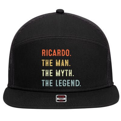 Ricardo The Myth Legend Father’s Day Gift Papa Grandpa Gift 7 Panel Mesh Trucker Snapback Hat