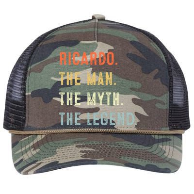 Ricardo The Myth Legend Father’s Day Gift Papa Grandpa Gift Retro Rope Trucker Hat Cap