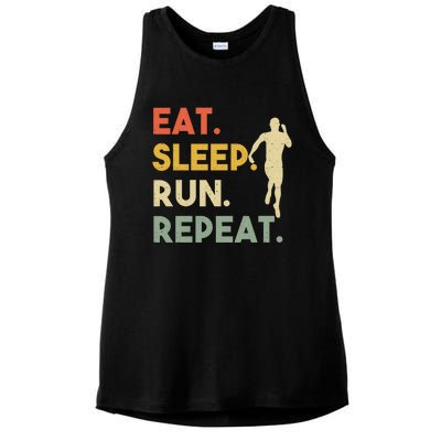 Retro Training Motivation Running Lover Eat Sleep Run Repeat Gift Ladies PosiCharge Tri-Blend Wicking Tank