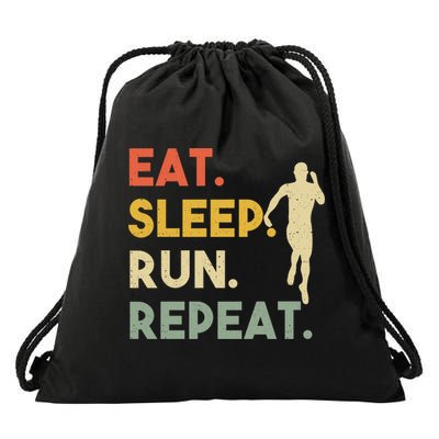 Retro Training Motivation Running Lover Eat Sleep Run Repeat Gift Drawstring Bag
