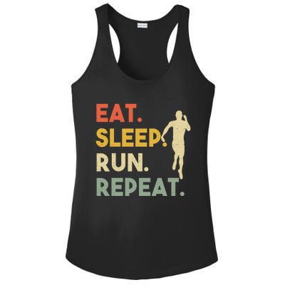 Retro Training Motivation Running Lover Eat Sleep Run Repeat Gift Ladies PosiCharge Competitor Racerback Tank