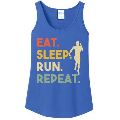 Retro Training Motivation Running Lover Eat Sleep Run Repeat Gift Ladies Essential Tank