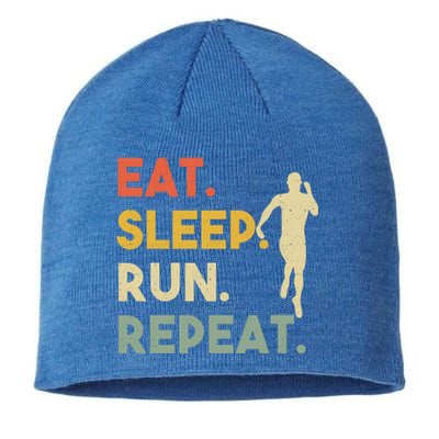 Retro Training Motivation Running Lover Eat Sleep Run Repeat Gift Sustainable Beanie