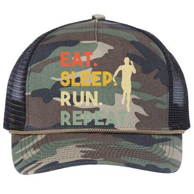 Retro Training Motivation Running Lover Eat Sleep Run Repeat Gift Retro Rope Trucker Hat Cap