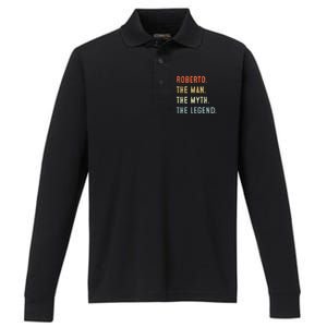 Roberto The Myth Legend Father’s Day Gift Papa Grandpa Meaningful Gift Performance Long Sleeve Polo