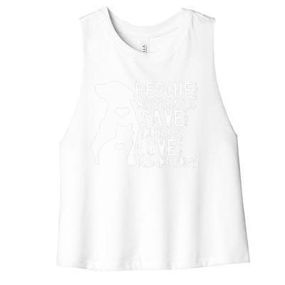 Rescue The Mistreated Save The Injured Love The Abandoned  Women's Racerback Cropped Tank