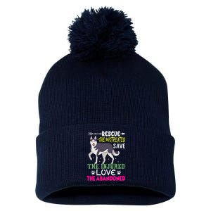 Rescue The Mistreated Save The Injured Love The Abandoned Pom Pom 12in Knit Beanie