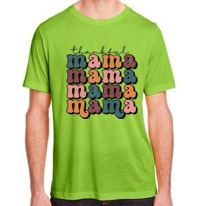 Retro Thankful Mama Fall Autumn Mom Thanksgiving Day Adult ChromaSoft Performance T-Shirt