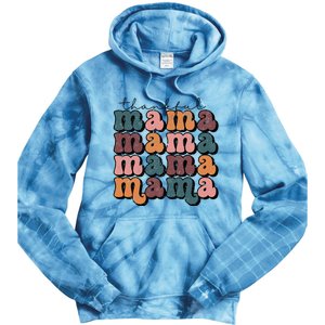 Retro Thankful Mama Fall Autumn Mom Thanksgiving Day Tie Dye Hoodie