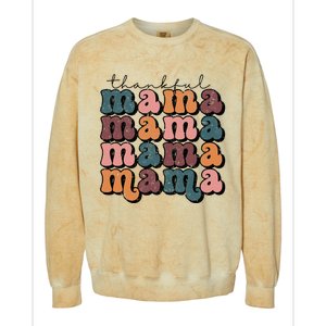 Retro Thankful Mama Fall Autumn Mom Thanksgiving Day Colorblast Crewneck Sweatshirt