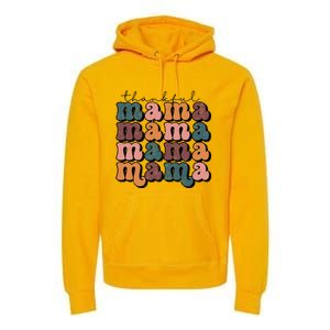 Retro Thankful Mama Fall Autumn Mom Thanksgiving Day Premium Hoodie