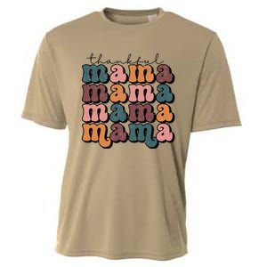 Retro Thankful Mama Fall Autumn Mom Thanksgiving Day Cooling Performance Crew T-Shirt