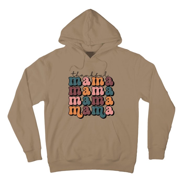 Retro Thankful Mama Fall Autumn Mom Thanksgiving Day Hoodie