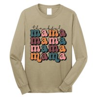 Retro Thankful Mama Fall Autumn Mom Thanksgiving Day Long Sleeve Shirt