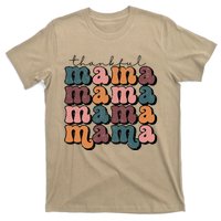 Retro Thankful Mama Fall Autumn Mom Thanksgiving Day T-Shirt