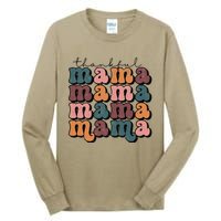 Retro Thankful Mama Fall Autumn Mom Thanksgiving Day Tall Long Sleeve T-Shirt