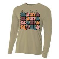 Retro Thankful Mama Fall Autumn Mom Thanksgiving Day Cooling Performance Long Sleeve Crew