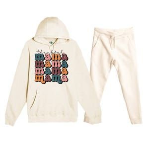 Retro Thankful Mama Fall Autumn Mom Thanksgiving Day Premium Hooded Sweatsuit Set