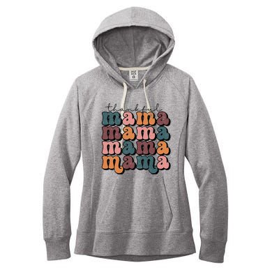 Retro Thankful Mama Fall Autumn Mom Thanksgiving Day Women's Fleece Hoodie