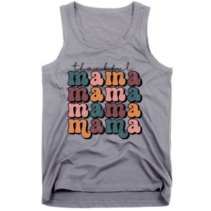 Retro Thankful Mama Fall Autumn Mom Thanksgiving Day Tank Top