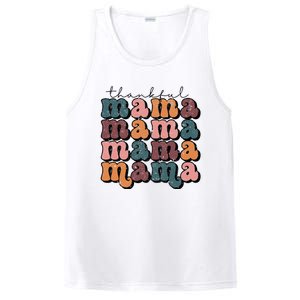 Retro Thankful Mama Fall Autumn Mom Thanksgiving Day PosiCharge Competitor Tank