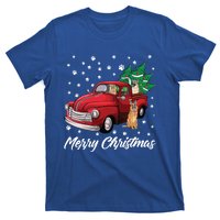 Red Truck Merry Christmas Tree Ger Shepherd Dog Christmas Gift T-Shirt