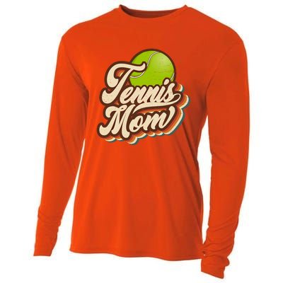 Retro Tennis Mom Sports Mama Mothers Day Gift Cooling Performance Long Sleeve Crew